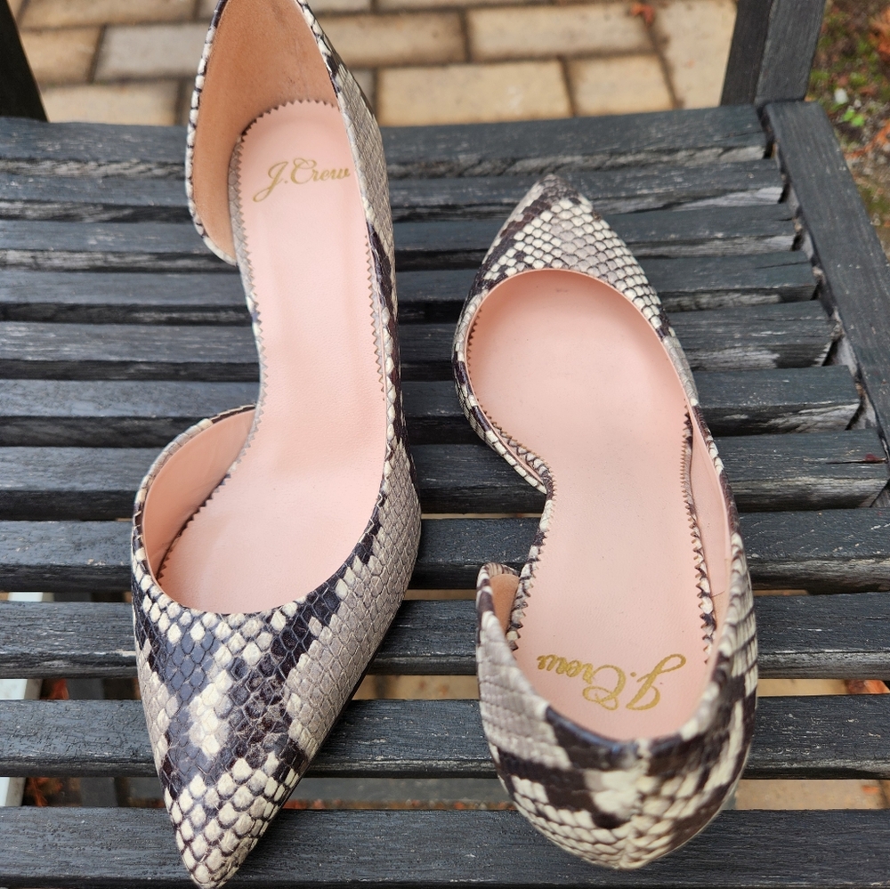 NEW no Tag Women's JCrew croc embossed leather heels size 6